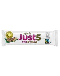 Just 5 Organic Fairtrade Date & Walnut 40g (Pack of 18)