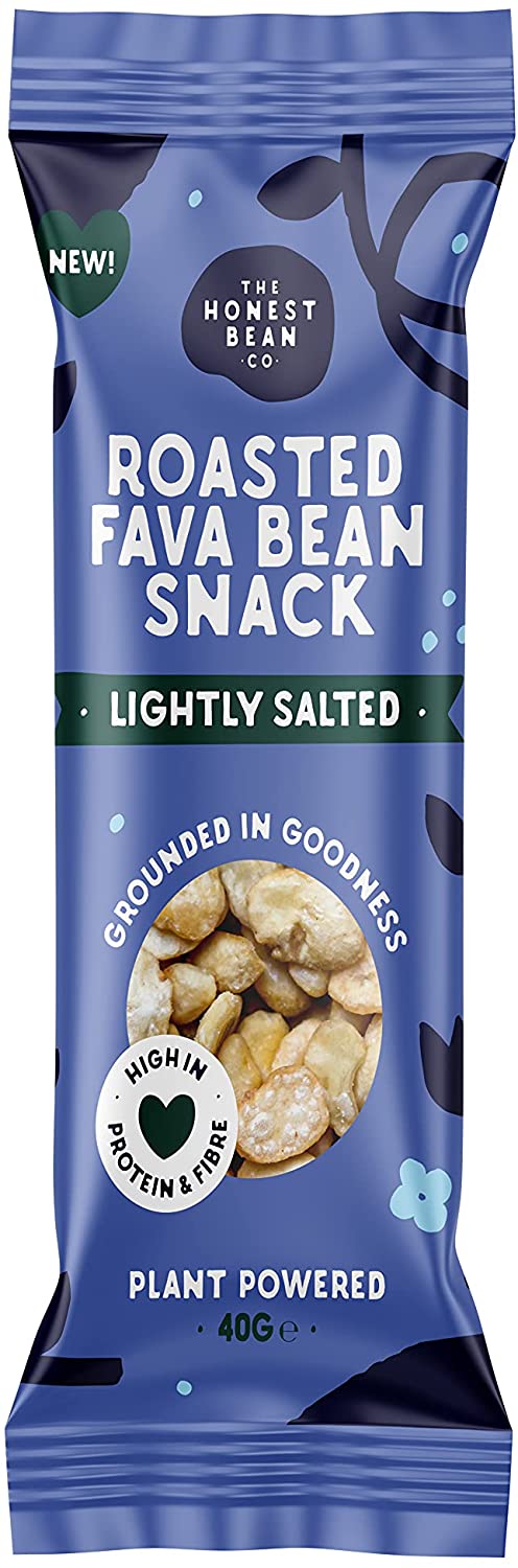 The Honest Bean Co Roasted Fava Bean Snack 'Lightly Salted' 40g (Pack of 12)