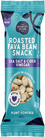 The Honest Bean Co Roasted Fava Bean Snack 'Salt & Cider Vinegar' 40g (Pack of 12)