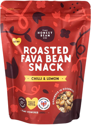 The Honest Bean Co Roasted Fava Bean Snack 'Chilli & Lemon' 300g (Pack of 6)