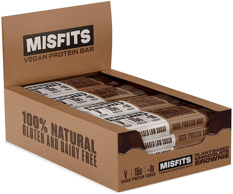 Misfits Health Chocolate Brownie Plant Based Protein Bar 45g (Pack of 12)