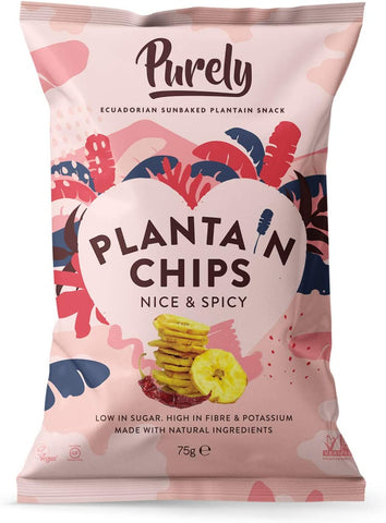 Purely Plantain Chips Nice & Spicy 28g (Pack of 20)