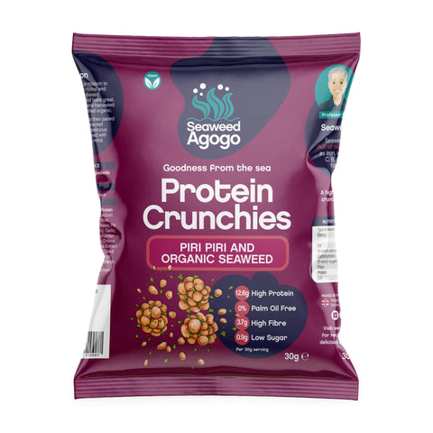Seaweed Agogo Protein Crunchies - Piri Piri & Organic Seaweed 30g (Pack of 12)