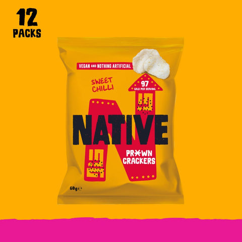 Native Snacks Pr*wn Crackers Sweet Chilli 60g (Pack of 12)