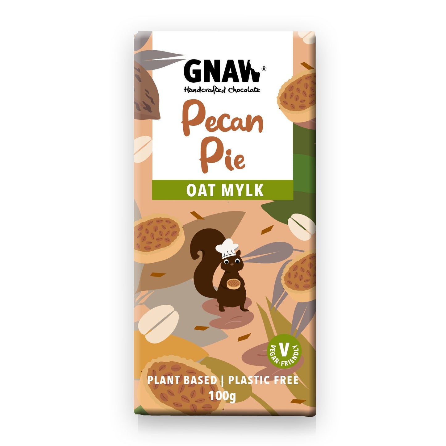 Gnaw Chocolate Vegan Pecan Pie Oat Mylk Chocolate Bar 100g (Pack of 12)