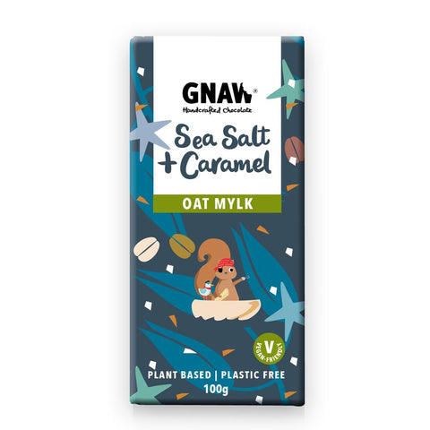 Gnaw Chocolate Vegan Sea Salt & Caramel Oat Mylk Chocolate Bar 100g (Pack of 12)
