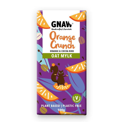 Gnaw Chocolate Vegan Orange Crunch Oat Mylk Chocolate Bar 100g (Pack of 12)