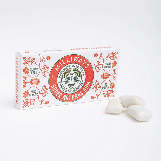 Milliways Super Natural Gum - Watermelon Wonder 19g/10 Pieces 19g (Pack of 12)