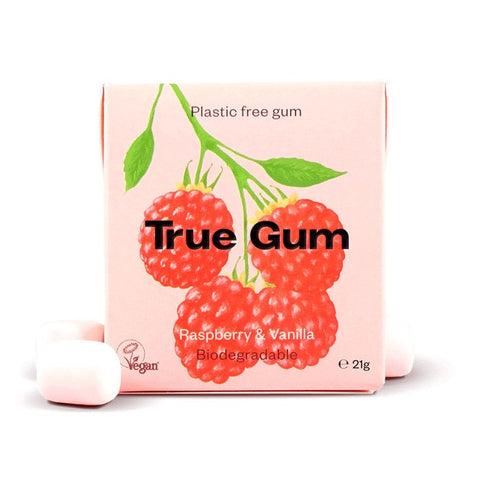 True Gum Raspberry & Vanilla Chewing Gum 21g (Pack of 24)