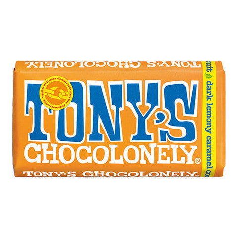 Tony'S Chocolonely Dark Chocolate Lemony Caramel Cocoa 180g (Pack of 15)
