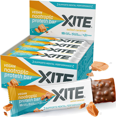 Xite Energy Limited Vegan Nootropic Protein Bar - Salted Caramel 60g (Pack of 12)
