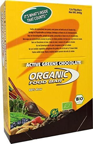 Organic Foodbars Organic Active Greens Chocolate 68g (Pack of 12)