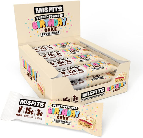 Misfits Health Vegan Birthday Cake Protein Bar 45g (Pack of 12)