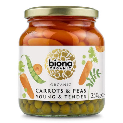 Biona Garden Peas & Carrots Organic in Glass jars 350g (Pack of 6)