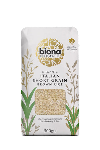Biona Short Grain Italian Brown Rice Organic 500g (Pack of 6)
