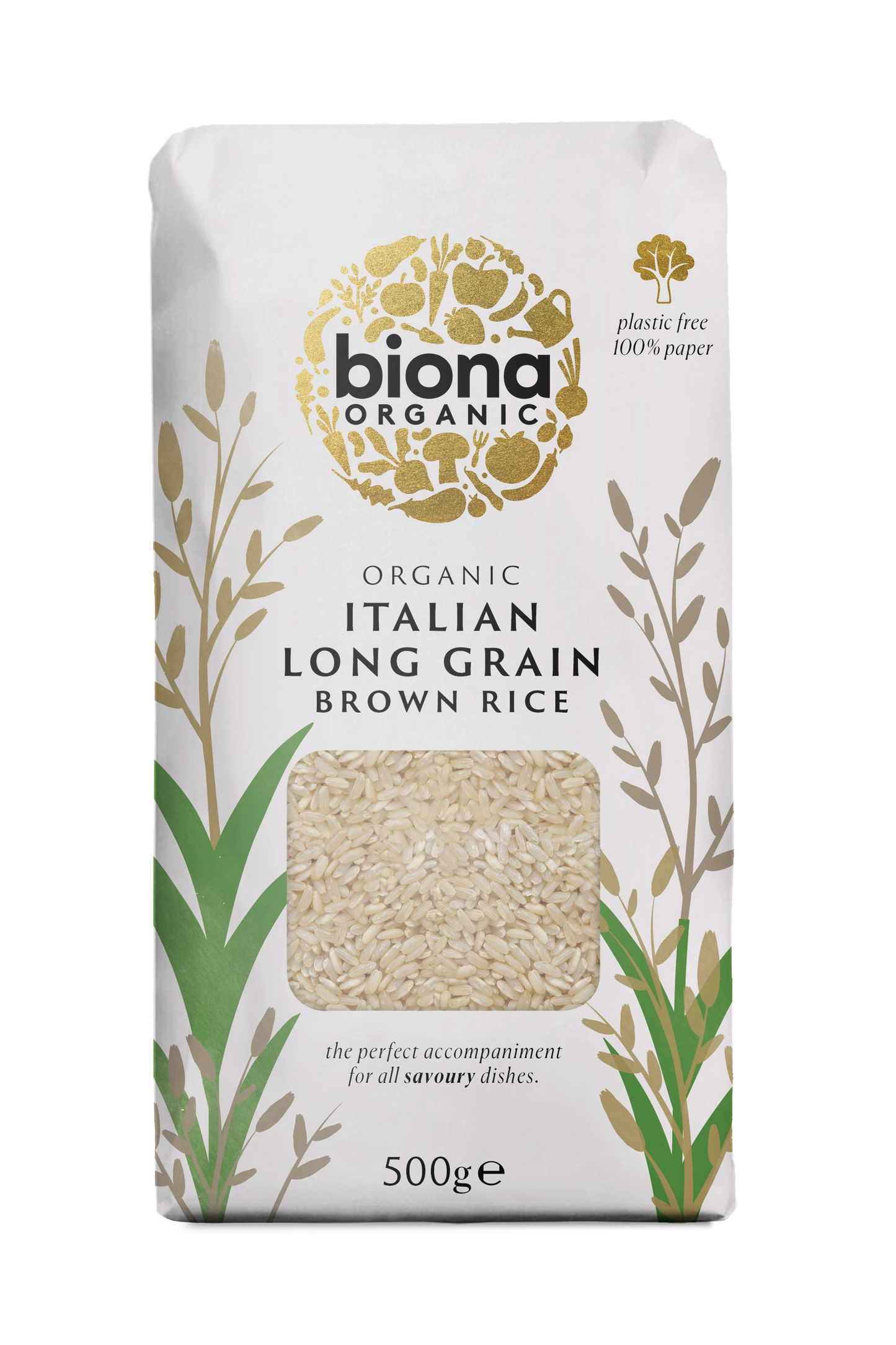 Biona Long Grain Italian Brown Rice Organic 500g (Pack of 6)
