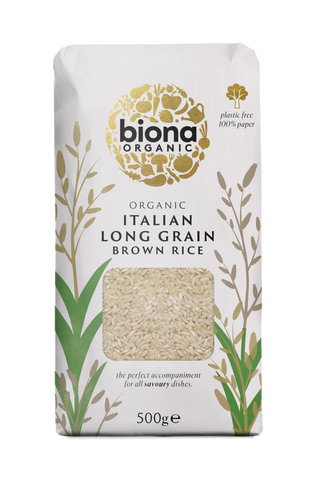 Biona Long Grain Italian Brown Rice Organic 500g (Pack of 6)