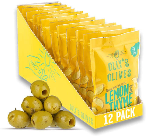 Olly's Olives The Hippie Lemon & Thyme Green Olives 50g  (Pack of 12)