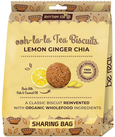 Rhythm 108 Ooh-la-la Tea Biscuit Lemon Ginger Chia Sharing Bag (Pack of 8)