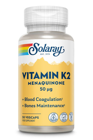 Solaray Vitamin K2 Menaquinone 50mg - Lab Verified - Veganb - Gluten Free 30VegCaps
