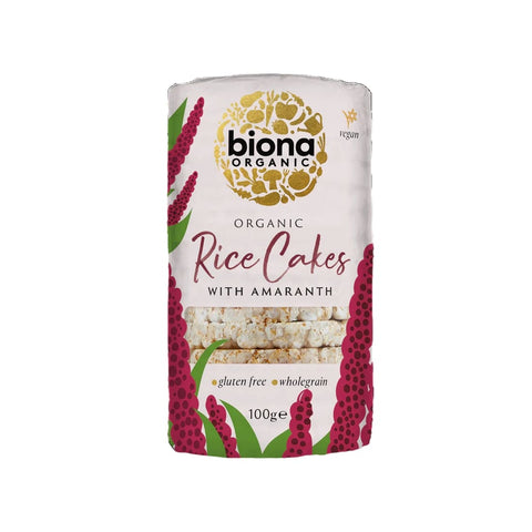 Biona Rice Cakes with Amaranth Organic -Wholegrain-low fat 100g (Pack of 12)