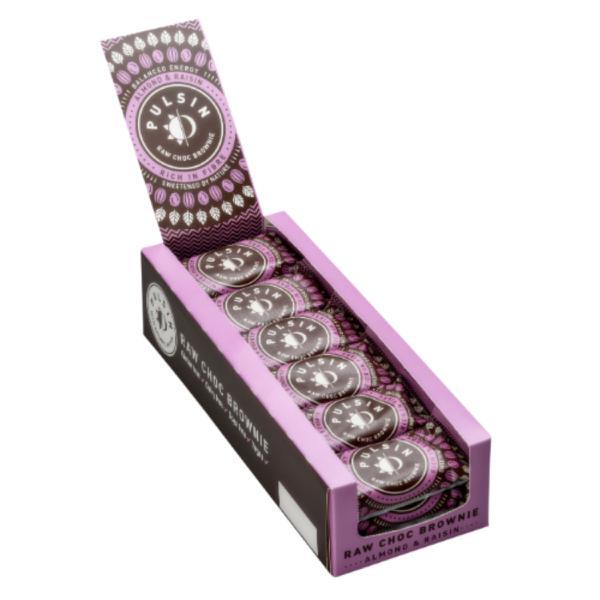 Pulsin Almond & Raisin Raw Chocolate Brownie 35g (Pack of 18)
