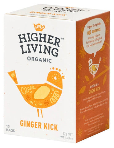 Higher Living Ginger Kick Tea 15 Bags (Pack of 4)
