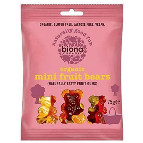 Biona Mini Fruit Bears 75g (Pack of 10)