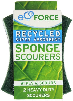 Ecoforce Recycled Heavy Duty Sponge Scourers 2 Pack