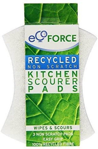 Ecoforce Recycled Non Scratch Kitchen Scourer Pads x 3