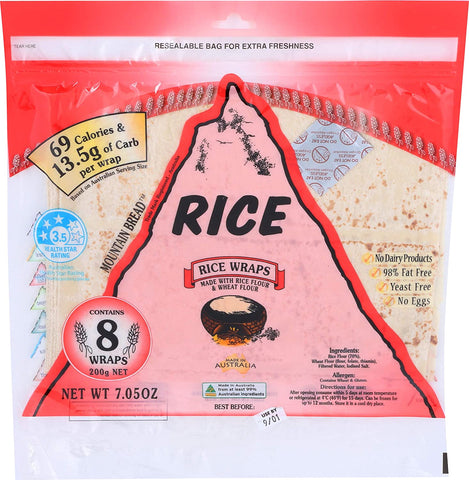 Mountain Bread Rice Wraps - 70% Rice 200g