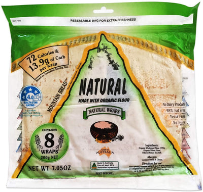 Mountain Bread Natural Wraps Made with Organic Flour 200g