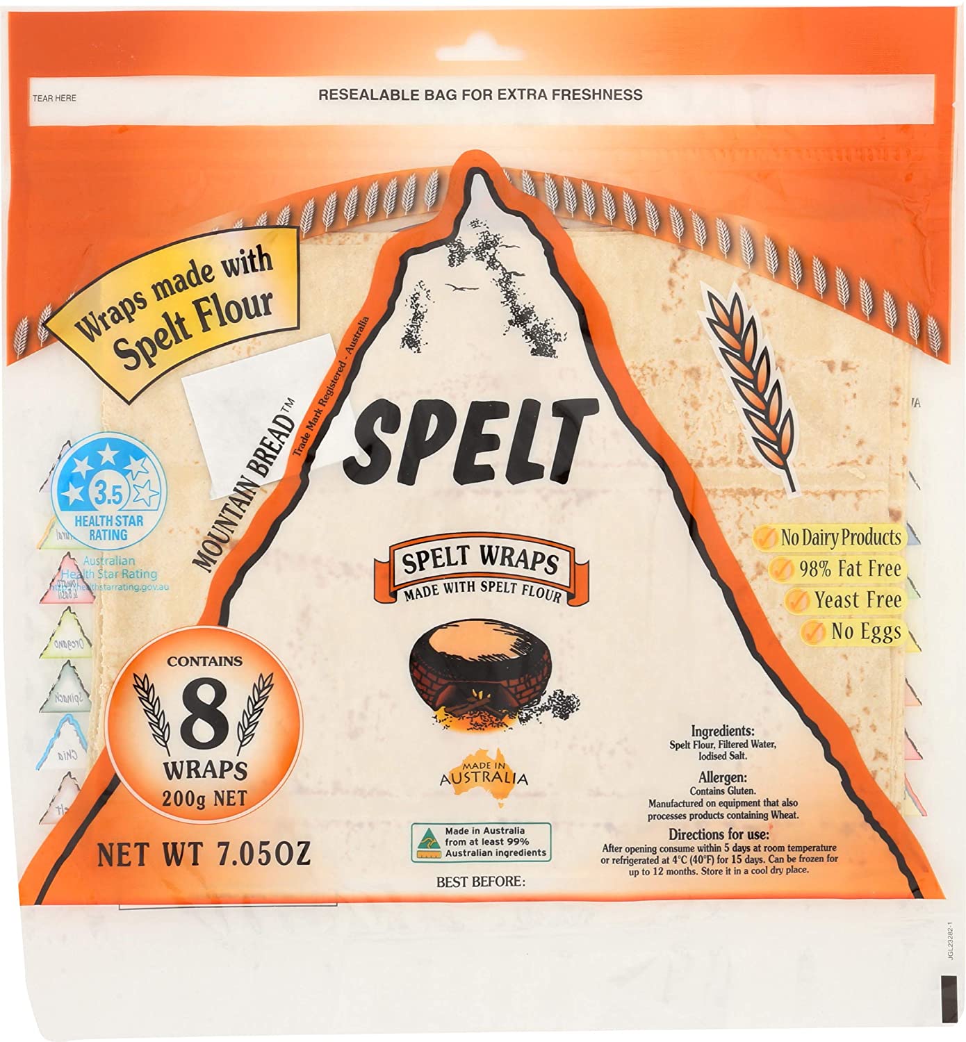 Mountain Bread Spelt Wraps 200g