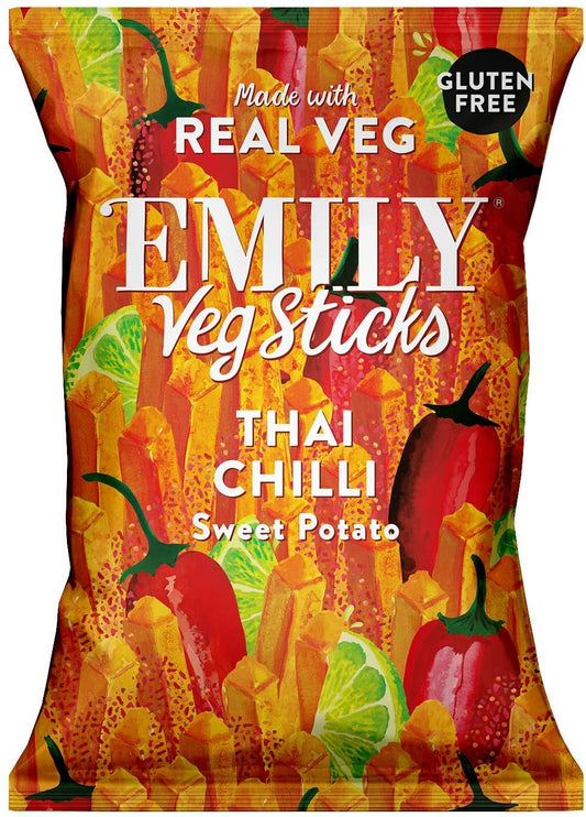 Emily Crisps Sweet Potato Sticks Thai Chilli 35g (Pack of 12)