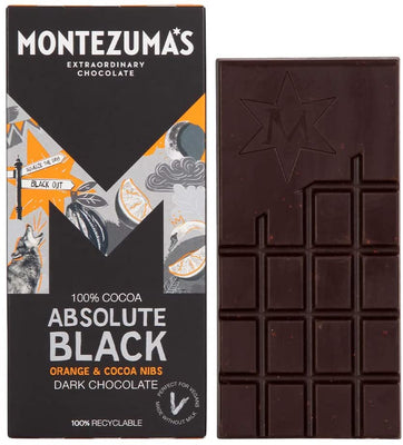 Montezuma's 100% Cocoa Absolute Black Orange & Cocoa Nibs 90g