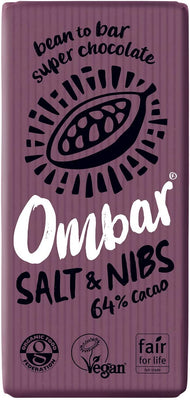 Ombar Salt & Nibs Chocolate Bar 70g (Pack of 10)