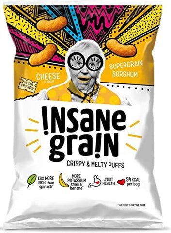 Insane Grain Vegan Cheese  Sorghum Supergrain Puffs (10 x 80g)