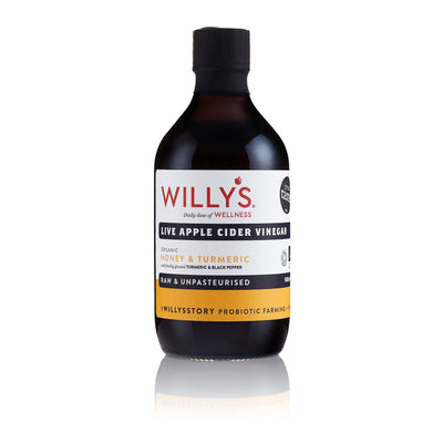 Willys Org Apple Cider Vinegar With Honey Turmeric & Pepper 500ml (Pack of 6)