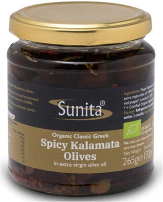 Sunita Olives Organic Spicy Kalamata 265g