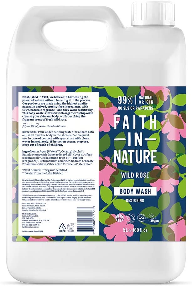 Faith In Nature Wild Rose Body Wash 5Ltr
