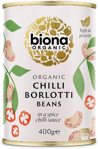 Biona Organic Chilli Borlotti Beans 400g (Pack of 6)