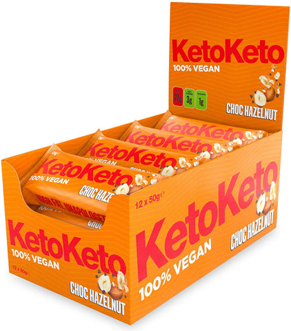 KetoKeto Chocolate Hazelnut Keto Biscuit Bar 50g (Pack of 12)