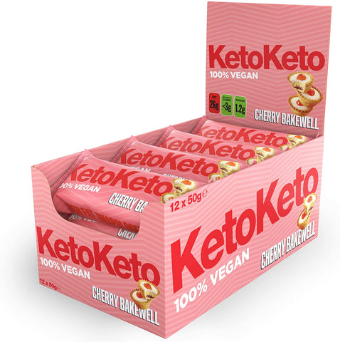 KetoKeto Cherry Bakewell Keto Biscuit Bar 50g (Pack of 12)