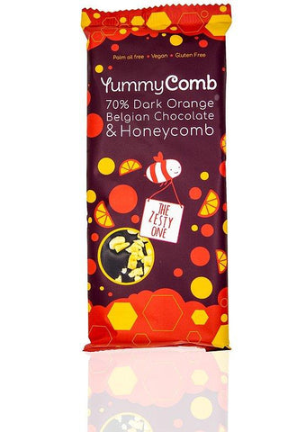 YummyComb 70% Dark orange Chocolate & Honeycomb Slab (100g x 12)