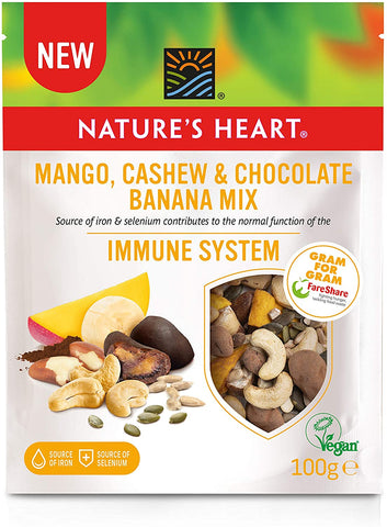 Natures Heart Mango Cashew Chocolate Banana Immune Mix 100g