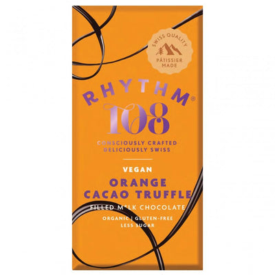 Rhythm 108 Orange Cacao Swiss Chocolate Tablet 100g (Pack of 9)