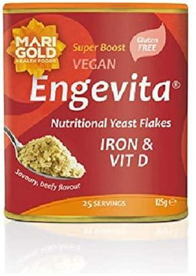 Engevita Iron & Vitamin D Yeast Flakes - Red 125g (Pack of 6)
