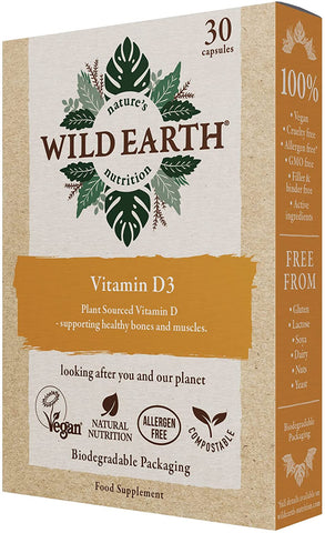 Wild Earth Vegan Vitamin D3 1000iu 30 Capsules