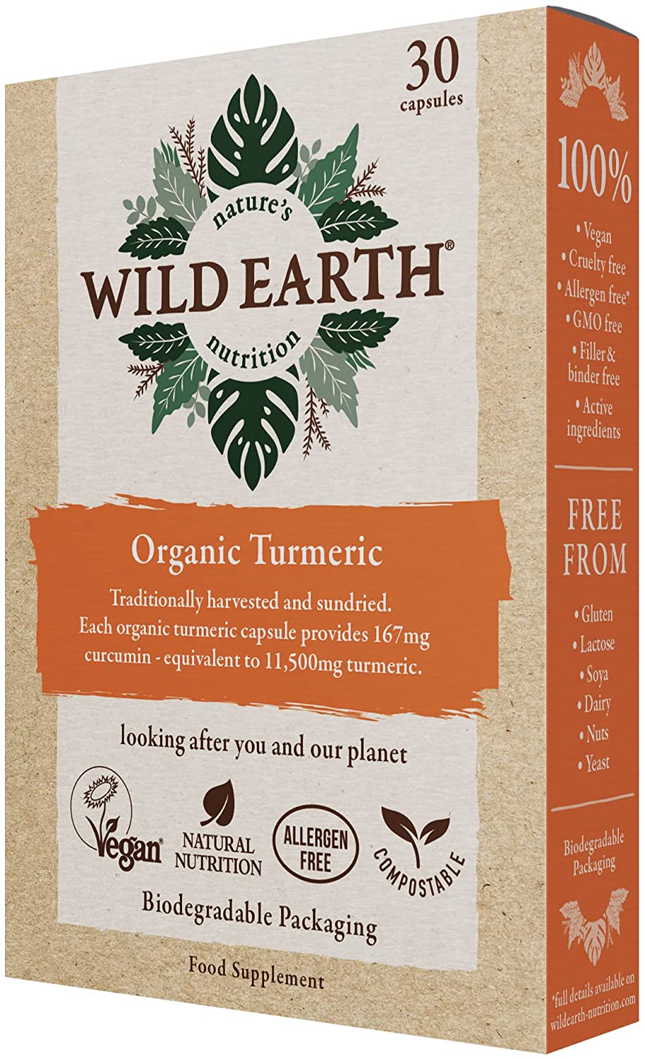 Turmeric Earth Wild Earth Organic Turmeric 30 Capsules – SuperfoodUK