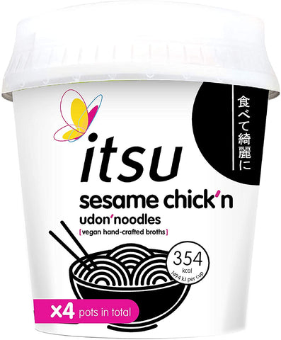 Itsu Sesame Chicken Udon Noodles 182g (Pack of 4)